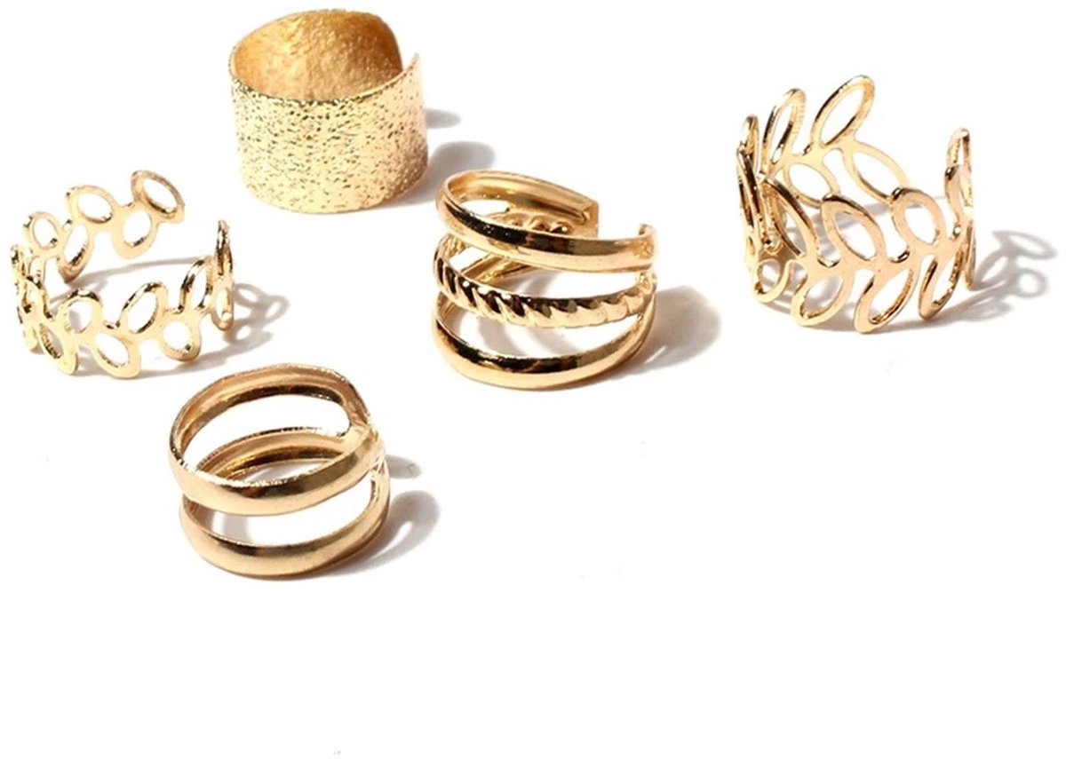 Ulanax® | Helix nep - Neppiercing - Oorversiering - Klem oorbellen - Set van 5 - Metaal - Goudkleurig